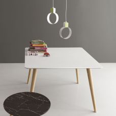 Table design pieds bois 300