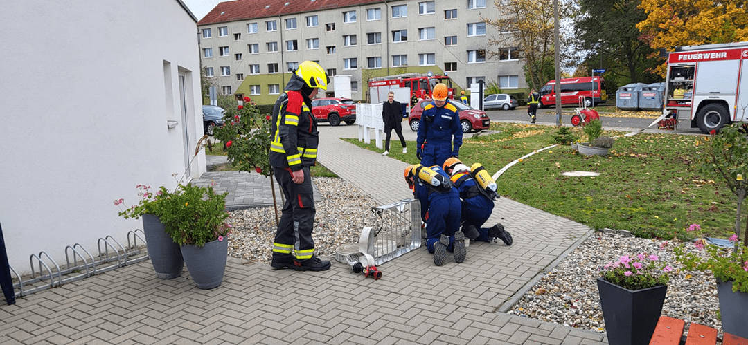 Feuerwehrübung im Wohnpark Zielitz